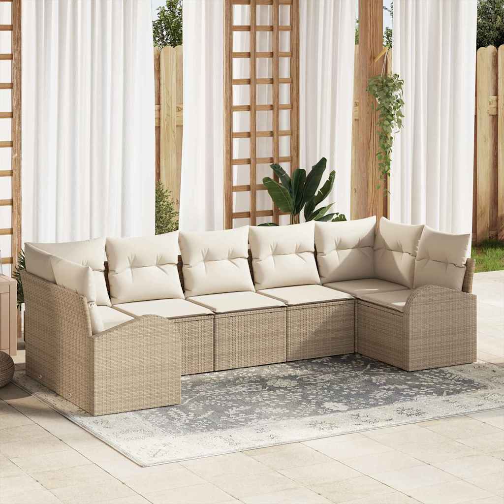 7-Teiliges Garten Sofa Set Mit Kissen Poly Rattan