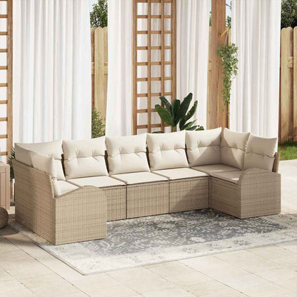 7-Teiliges Garten Sofa Set Mit Kissen Poly Rattan