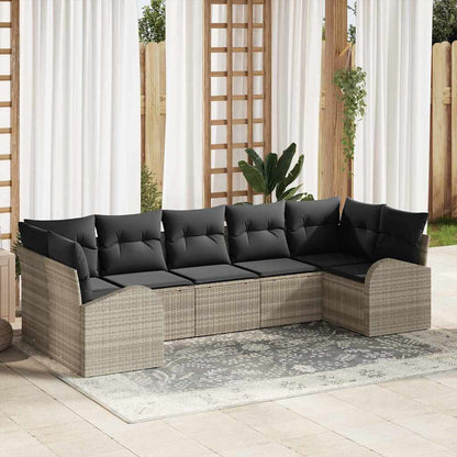 7-Teiliges Garten Sofa Set Mit Kissen Poly Rattan