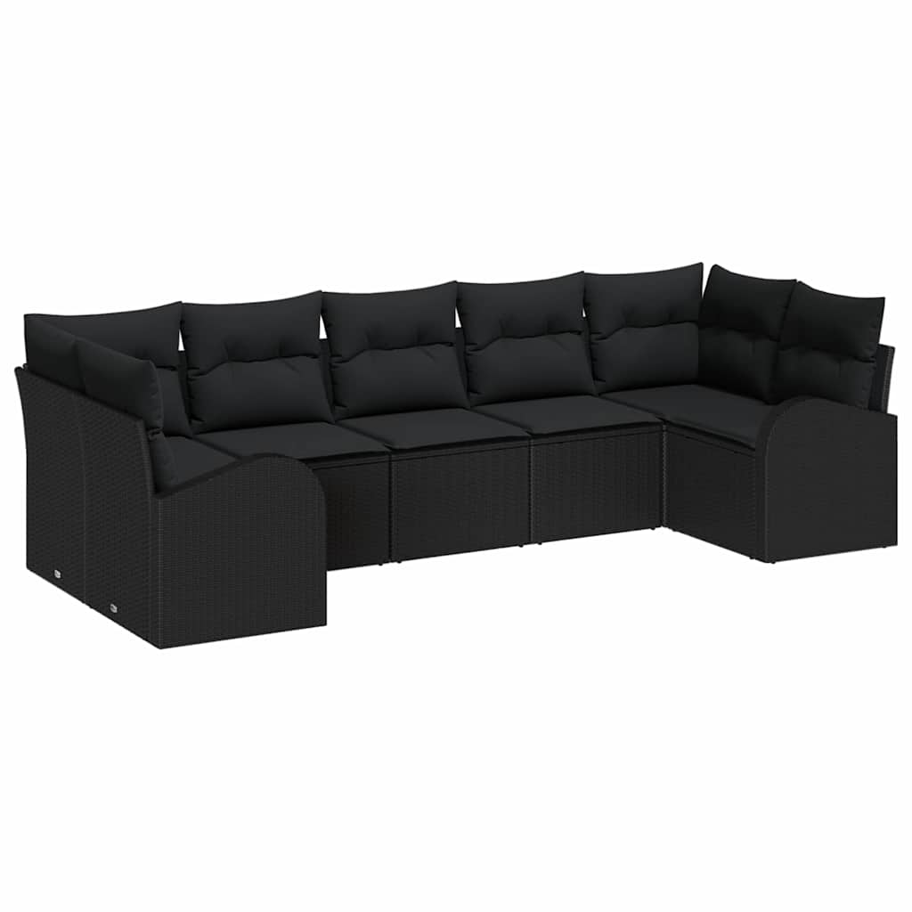 7-Teiliges Garten Sofa Set Mit Kissen Poly Rattan