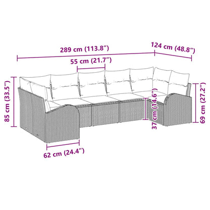 7-Teiliges Garten Sofa Set Mit Kissen Poly Rattan