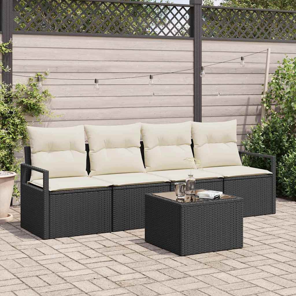 5-Teiliges Garten-Sofa-Set Mit Kissen In Aus Poly Rattan