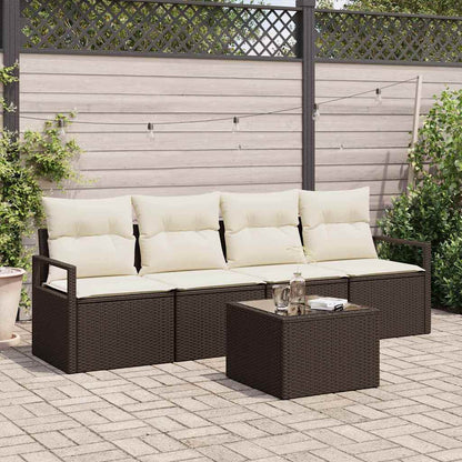 5-Teiliges Garten-Sofa-Set Mit Kissen In Aus Poly Rattan