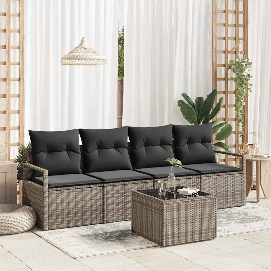 5-Teiliges Garten-Sofa-Set Mit Kissen In Aus Poly Rattan