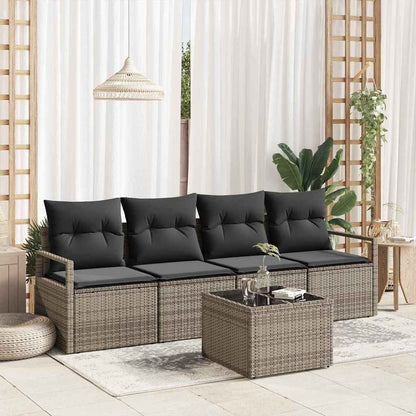 5-Teiliges Garten-Sofa-Set Mit Kissen In Aus Poly Rattan