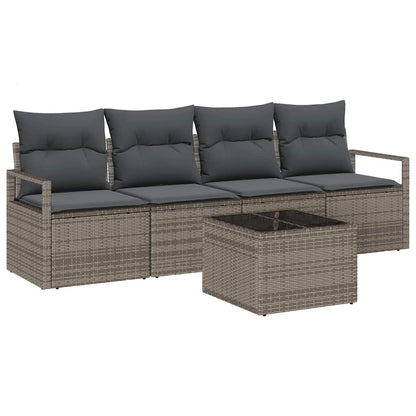 5-Teiliges Garten-Sofa-Set Mit Kissen In Aus Poly Rattan