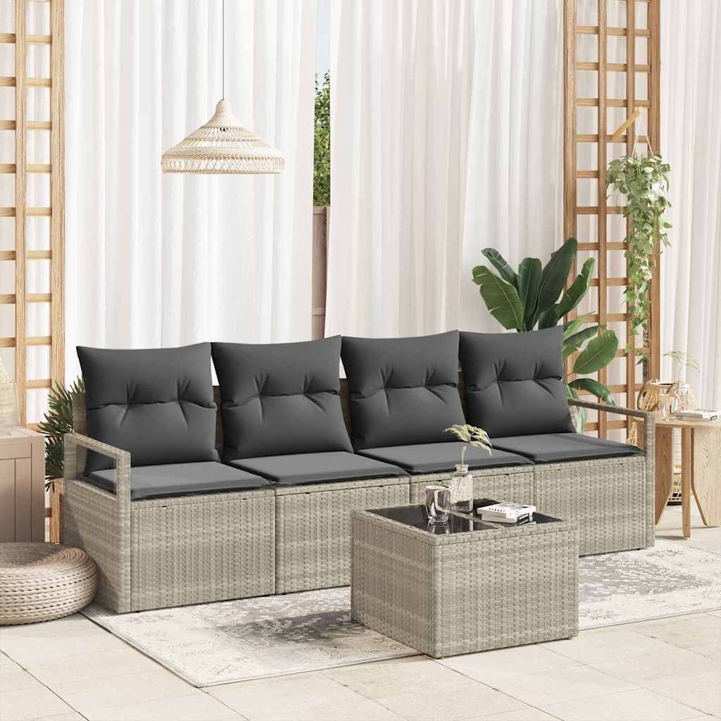 5-Teiliges Garten-Sofa-Set Mit Kissen In Aus Poly Rattan