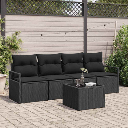 5-Teiliges Garten-Sofa-Set Mit Kissen In Aus Poly Rattan