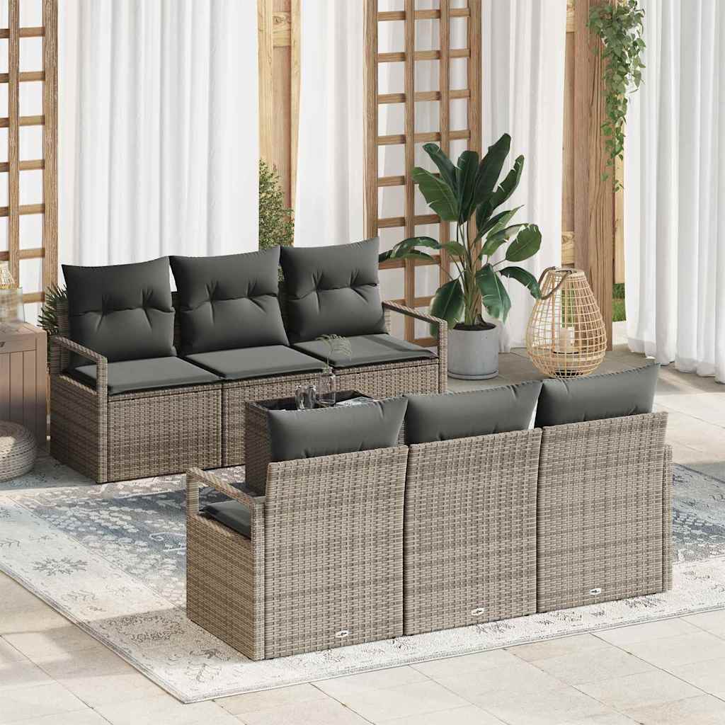 7-Teiliges Garten-Sofa-Set Mit Kissen In Aus Poly Rattan