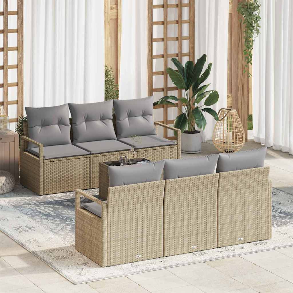 7-Teiliges Garten-Sofa-Set Mit Kissen In Aus Poly Rattan