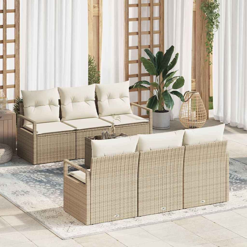 7-Teiliges Garten-Sofa-Set Mit Kissen In Aus Poly Rattan