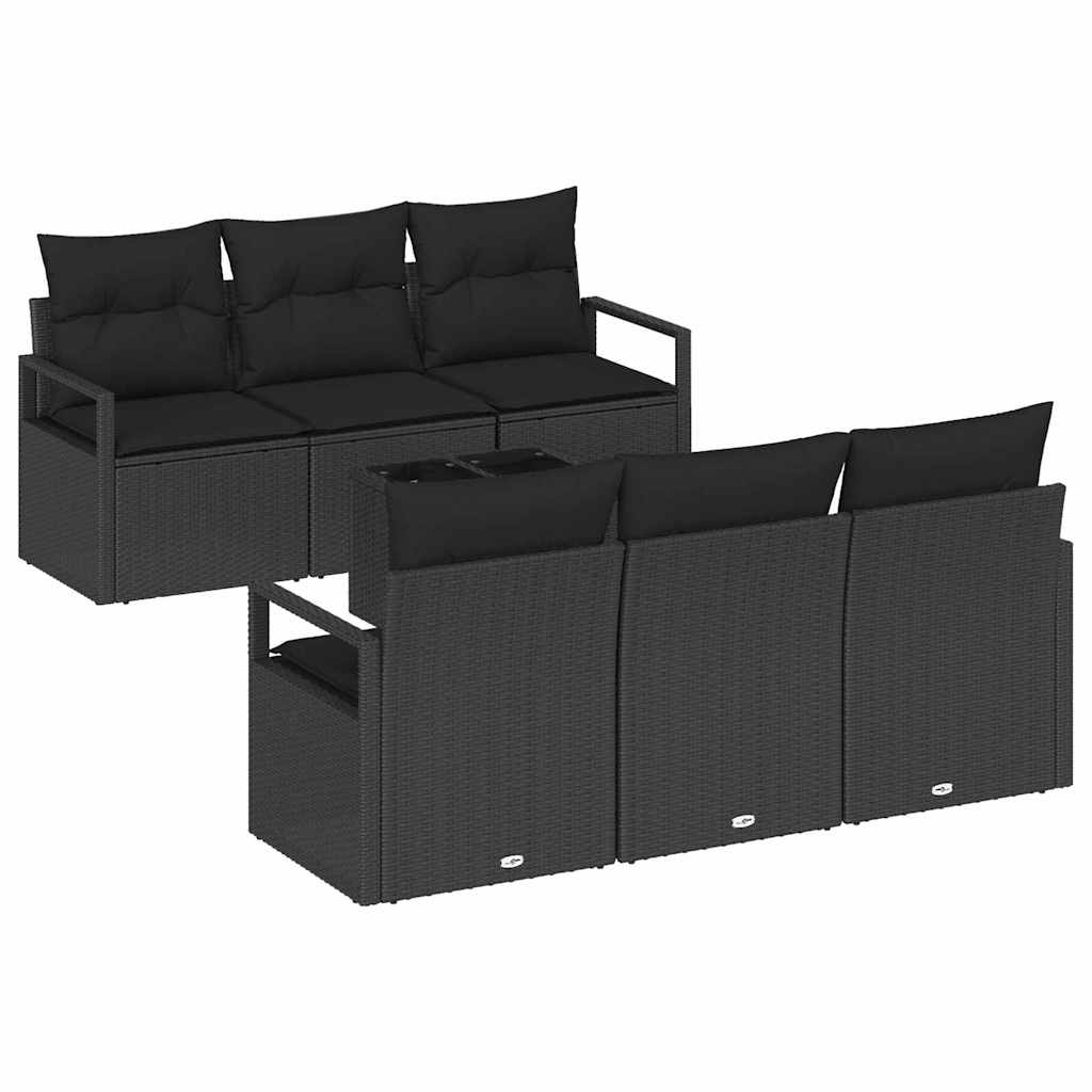 7-Teiliges Garten-Sofa-Set Mit Kissen In Aus Poly Rattan