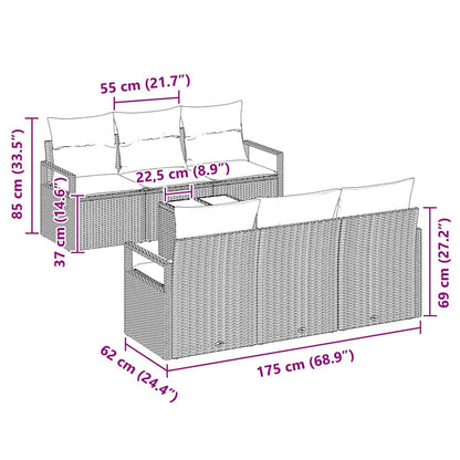 7-Teiliges Garten-Sofa-Set Mit Kissen In Aus Poly Rattan