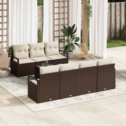 8-Teiliges Garten-Sofaset Mit Kissen, , Poly Rattan