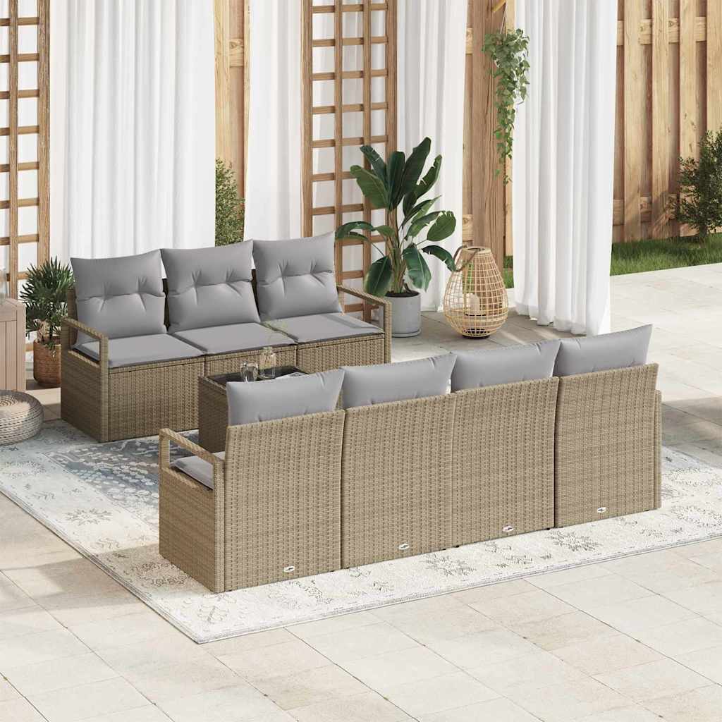 8-Teiliges Garten-Sofaset Mit Kissen, , Poly Rattan