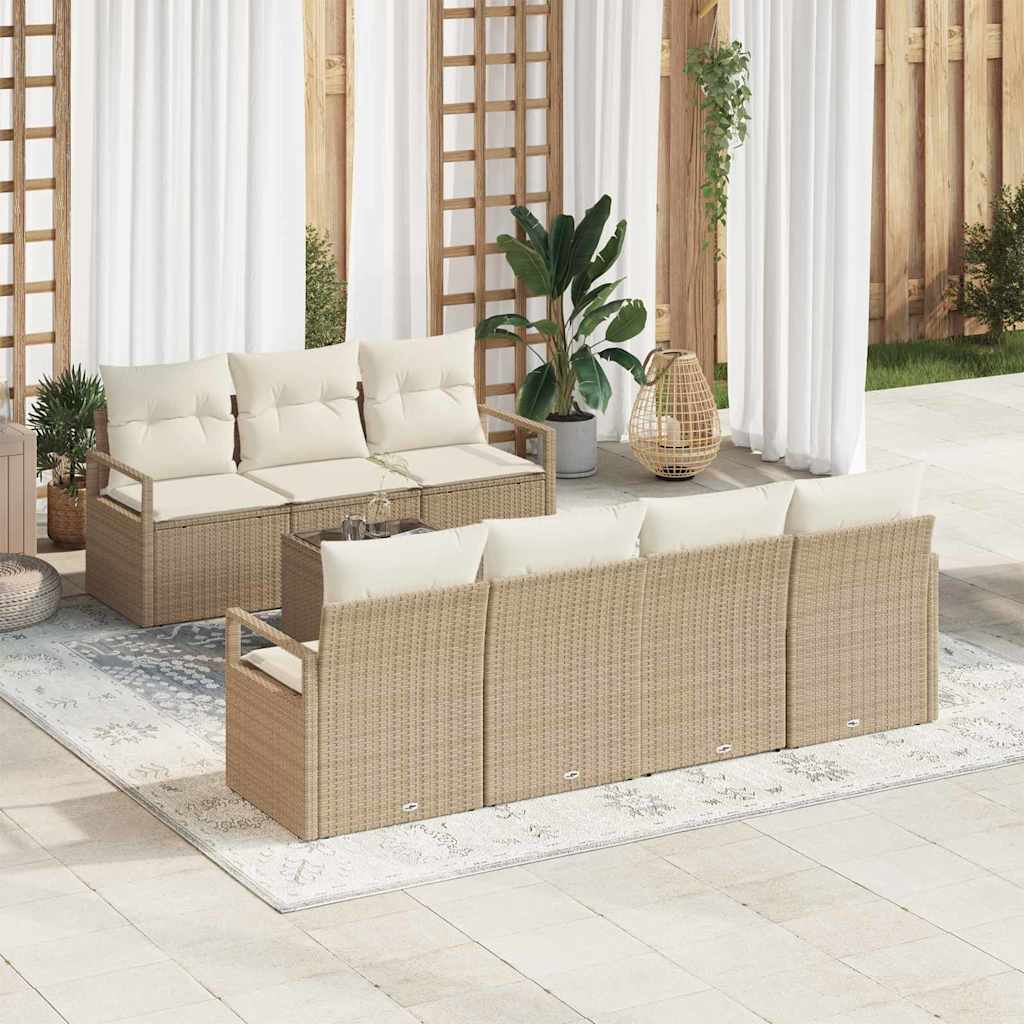 8-Teiliges Garten-Sofaset Mit Kissen, , Poly Rattan