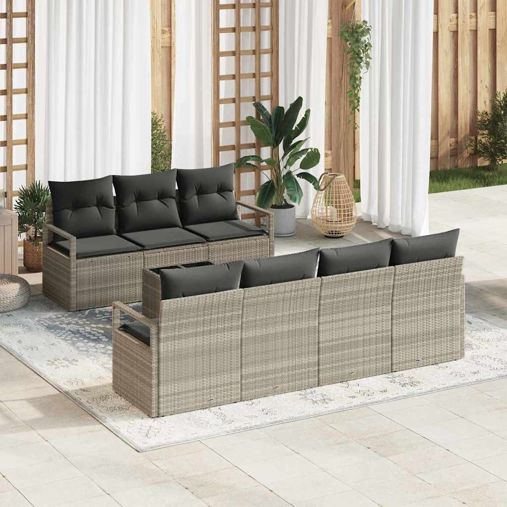 8-Teiliges Garten-Sofaset Mit Kissen, , Poly Rattan