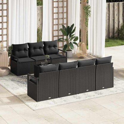 8-Teiliges Garten-Sofaset Mit Kissen, , Poly Rattan