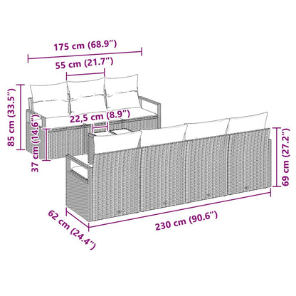 8-Teiliges Garten-Sofaset Mit Kissen, , Poly Rattan
