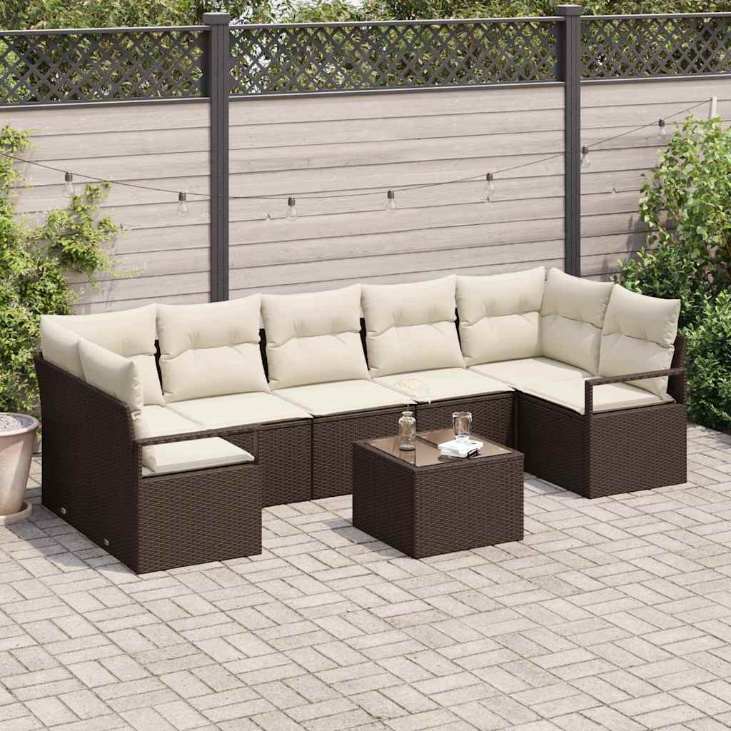 8-Teiliges Garten-Sofa-Set Mit Kissen In Aus Poly Rattan