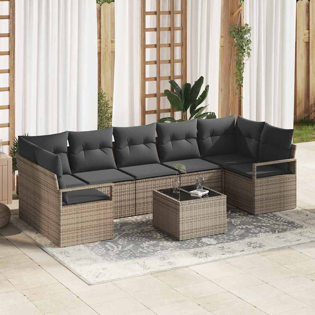 8-Teiliges Garten-Sofa-Set Mit Kissen In Aus Poly Rattan