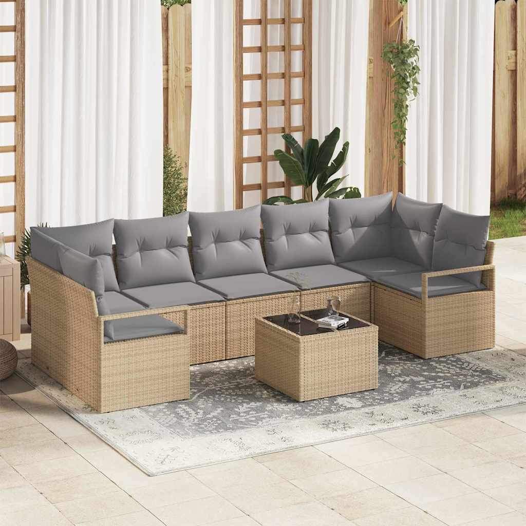 8-Teiliges Garten-Sofa-Set Mit Kissen In Aus Poly Rattan