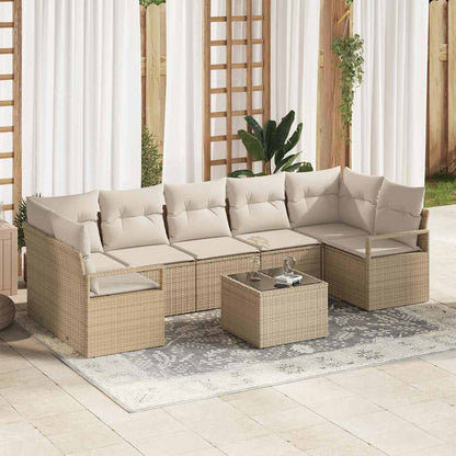 8-Teiliges Garten-Sofa-Set Mit Kissen In Aus Poly Rattan