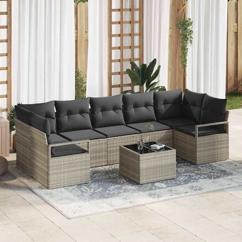 8-Teiliges Garten-Sofa-Set Mit Kissen In Aus Poly Rattan