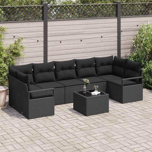 8-Teiliges Garten-Sofa-Set Mit Kissen In Aus Poly Rattan