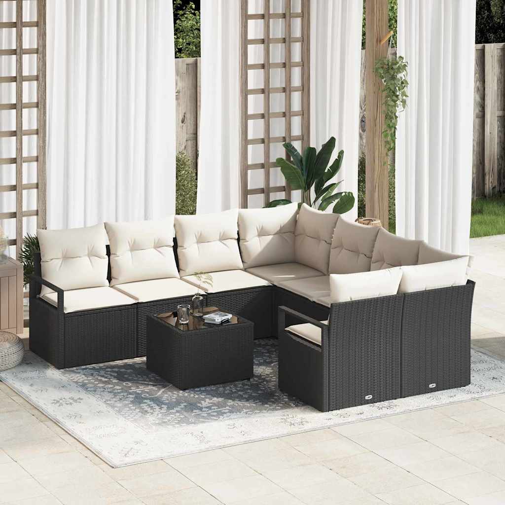 9-Teiliges Garten-Sofa-Set Mit Kissen In Aus Poly-Rattan