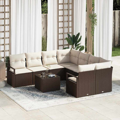 9-Teiliges Garten-Sofa-Set Mit Kissen In Aus Poly-Rattan