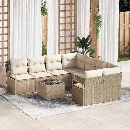 9-Teiliges Garten-Sofa-Set Mit Kissen In Aus Poly-Rattan