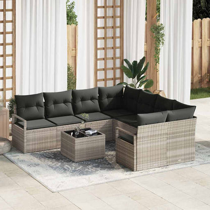 9-Teiliges Garten-Sofa-Set Mit Kissen In Aus Poly-Rattan