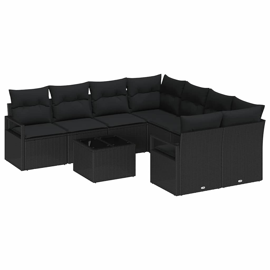 9-Teiliges Garten-Sofa-Set Mit Kissen In Aus Poly-Rattan