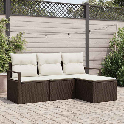 4-Teiliges Garten-Sofa-Set Mit Kissen In Aus Poly Rattan.