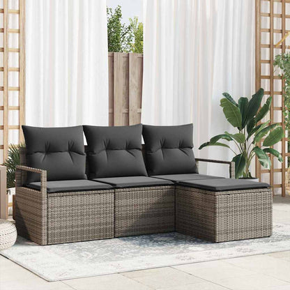 4-Teiliges Garten-Sofa-Set Mit Kissen In Aus Poly Rattan.