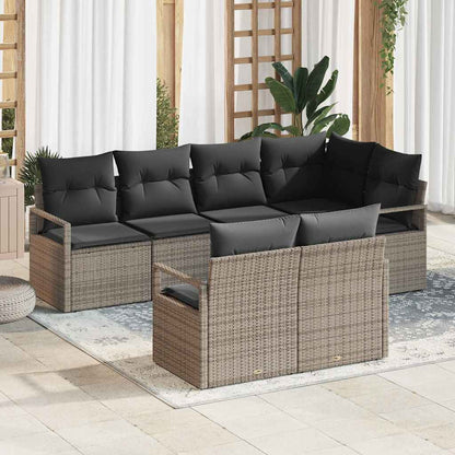 7-Teiliges Garten-Sofa-Set Mit Kissen Poly-Rattan
