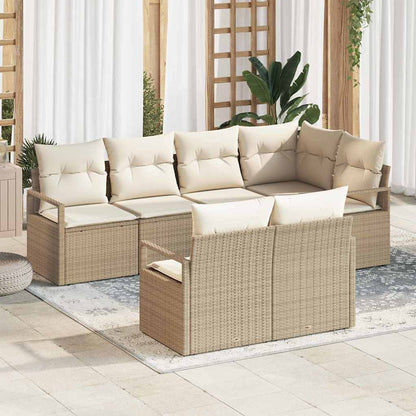 7-Teiliges Garten-Sofa-Set Mit Kissen Poly-Rattan