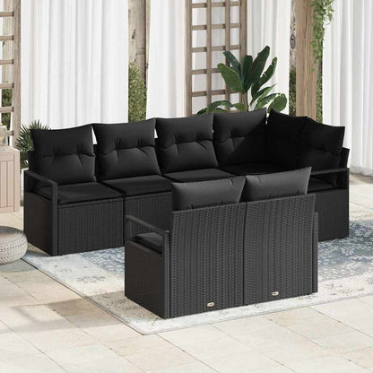7-Teiliges Garten-Sofa-Set Mit Kissen Poly-Rattan