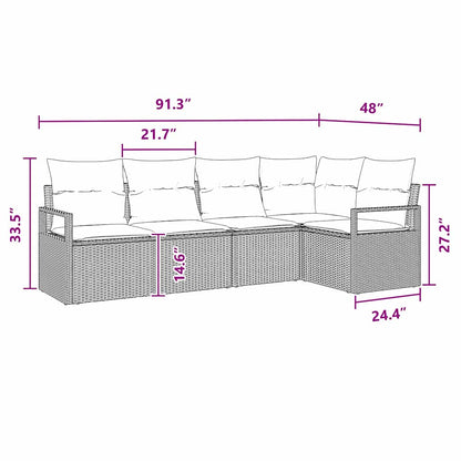 7-Teiliges Garten-Sofa-Set Mit Kissen Poly-Rattan