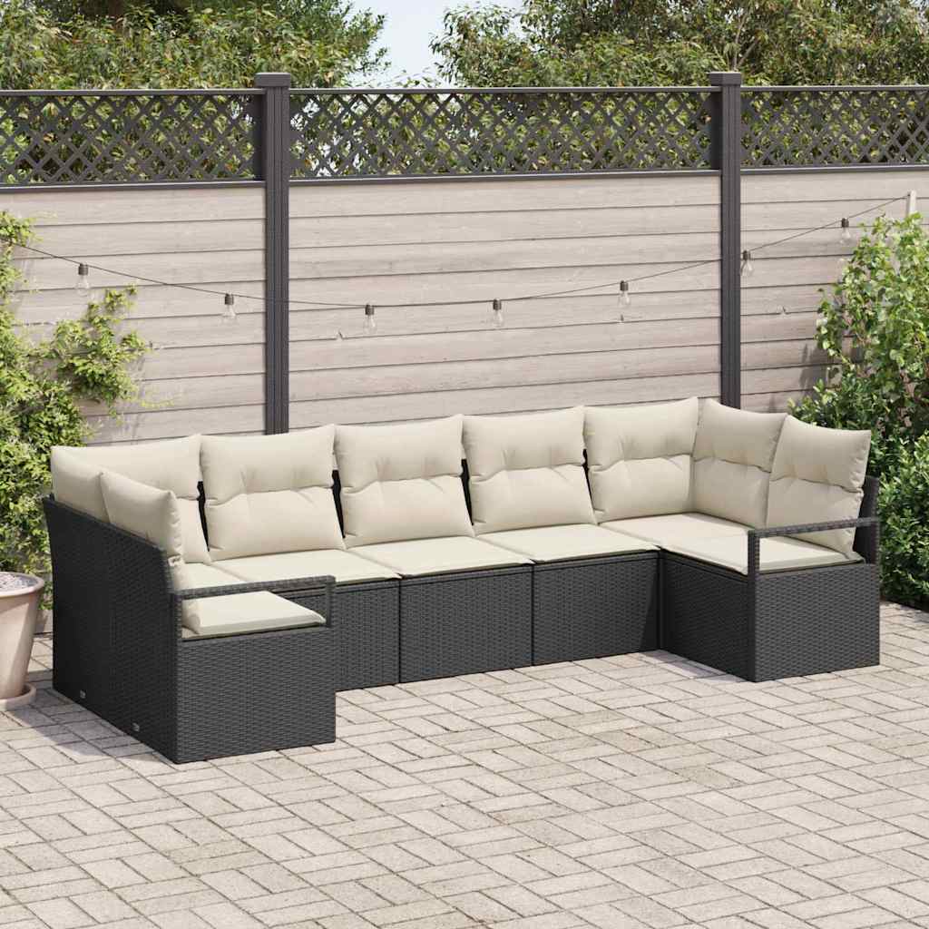 7-Teiliges Garten-Sofa-Set Mit Kissen In Aus Poly-Rattan