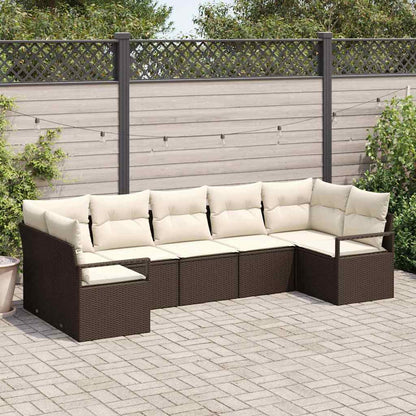 7-Teiliges Garten-Sofa-Set Mit Kissen In Aus Poly-Rattan