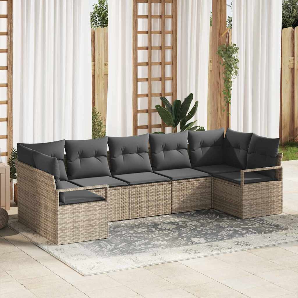7-Teiliges Garten-Sofa-Set Mit Kissen In Aus Poly-Rattan