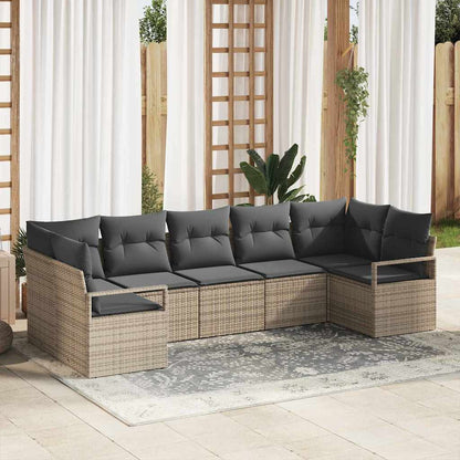 7-Teiliges Garten-Sofa-Set Mit Kissen In Aus Poly-Rattan