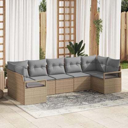 7-Teiliges Garten-Sofa-Set Mit Kissen In Aus Poly-Rattan