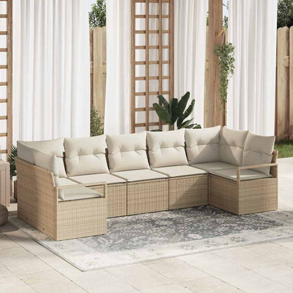 7-Teiliges Garten-Sofa-Set Mit Kissen In Aus Poly-Rattan