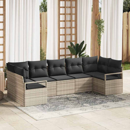 7-Teiliges Garten-Sofa-Set Mit Kissen In Aus Poly-Rattan