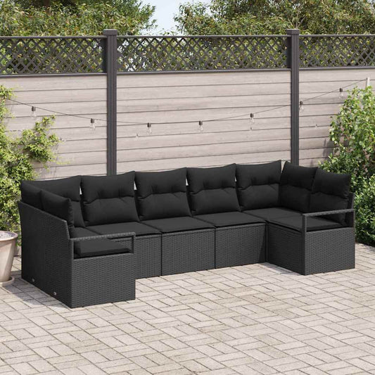 7-Teiliges Garten-Sofa-Set Mit Kissen In Aus Poly-Rattan