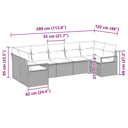 7-Teiliges Garten-Sofa-Set Mit Kissen In Aus Poly-Rattan