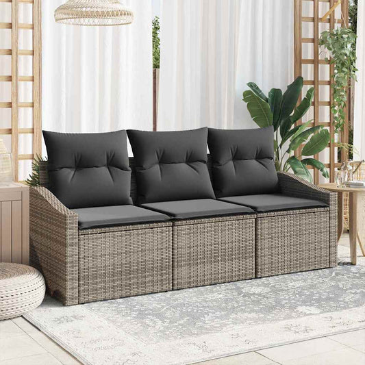 3-Teiliges Garten-Esszimmer-Set Mit Kissen In Aus Poly-Rattan